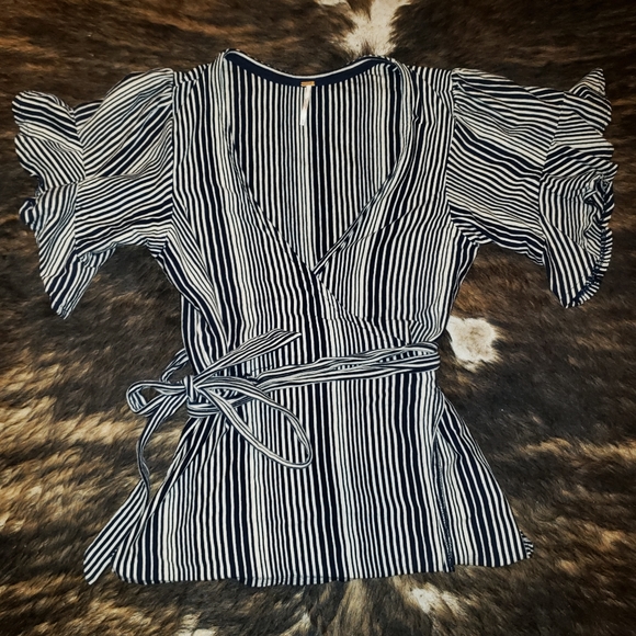 Free People Tops - Free people stripped wrap shirt